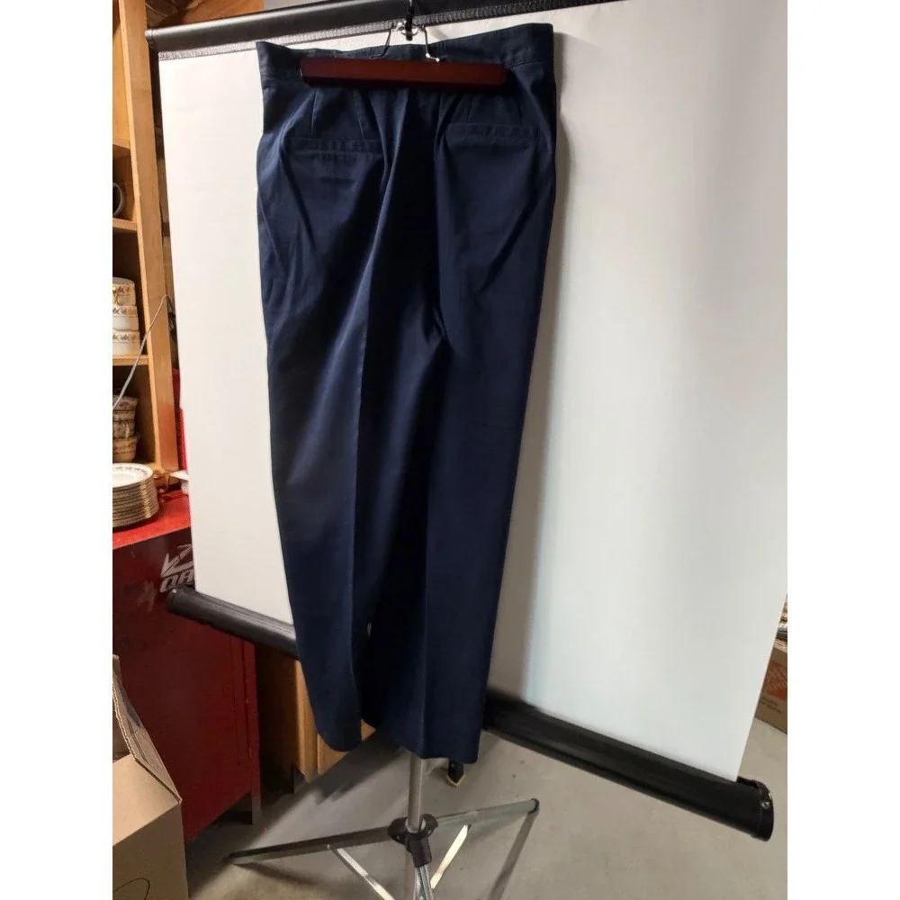 Liz Claiborne Lizsport Kylie Navy‎ Blue Pleated Straight Leg Trousers Size 8 - Picture 5 of 8